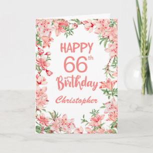 Carte 66e anniversaire Peach Peonies rose Aquarelle Flor