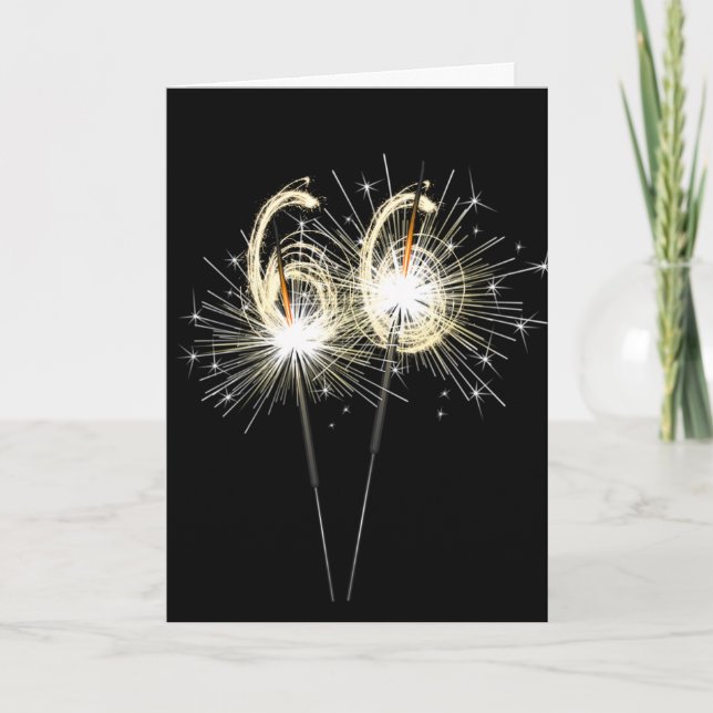 Carte 66e anniversaire Sparklers en noir (Devant)