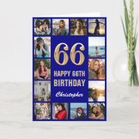 66e Joyeux Anniversaire Marine Bleu & Gold Photo C