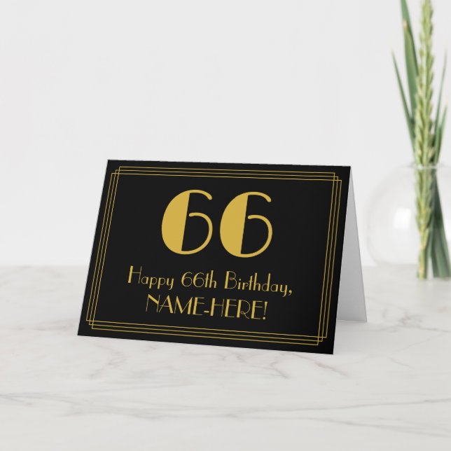 Carte 66ème anniversaire : Art Déco Inspiré Look "66" +  (Devant)