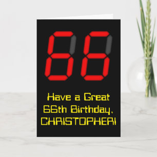 Carte 66ème anniversaire : Rouge Digital Horloge Style "