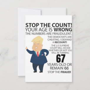 Carte 67 ans Trump heureux anniversaire présent drôle