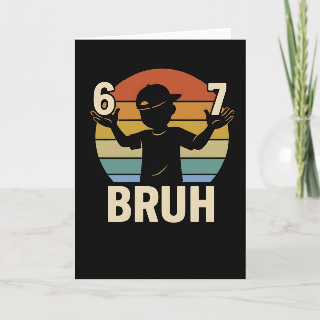 Carte 67 Bruh Retro Boy 6 7 Meme Kids Kindergarten (Devant)