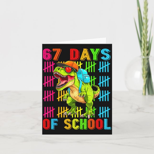 Carte 67 Days Of School 67th Day Dinosaur For Boys Mens  (Devant)