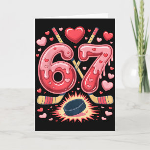 Carte 67 Hockey Cœur Design de la Saint-Valentin Cute Ho