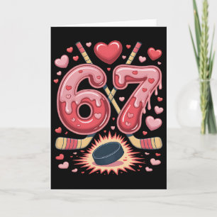 Carte 67 Hockey de cœur de la Saint-Valentin Design Cute