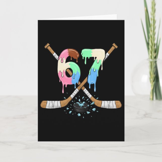 Carte 67 Hockey Lover Drip Number Funny Meme Dripping Ic (Devant)