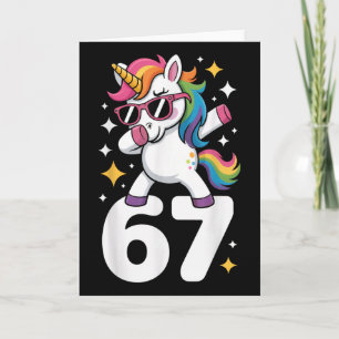 Carte 67 Licorne Dabbing Six Seven Mème Drôle 
