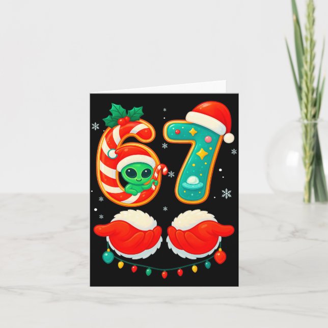 Carte 67 Meme Christmas Funny Alien Santa Six Seven Xmas (Devant)