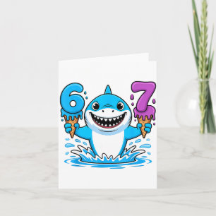 Carte 67 Requin Six Sept Glace qui Dégouline Drôle Gen A