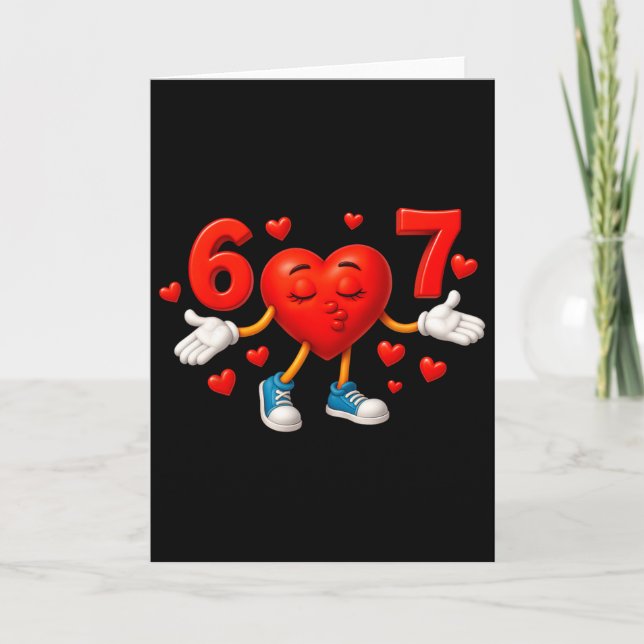 Carte 67 Saint-Valentin Six Sept Cœurs Mignons 6 7 Mème  (Devant)