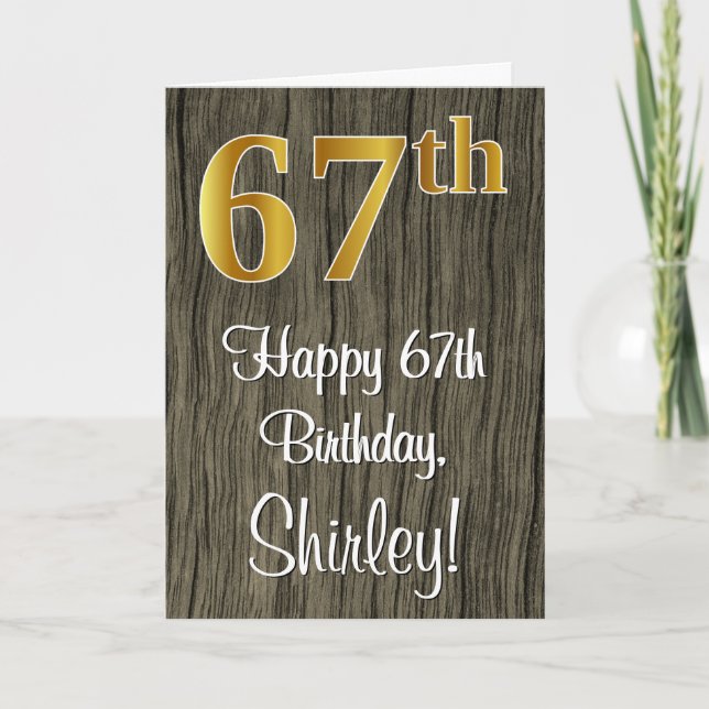 Carte 67e anniversaire : Elégant look d'or Faux #, Faux  (Devant)