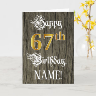 Carte 67e anniversaire : Faux Gold Look + Faux Wood Moti