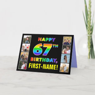 Carte 67e anniversaire : Rainbow Text, Custom Photos & N