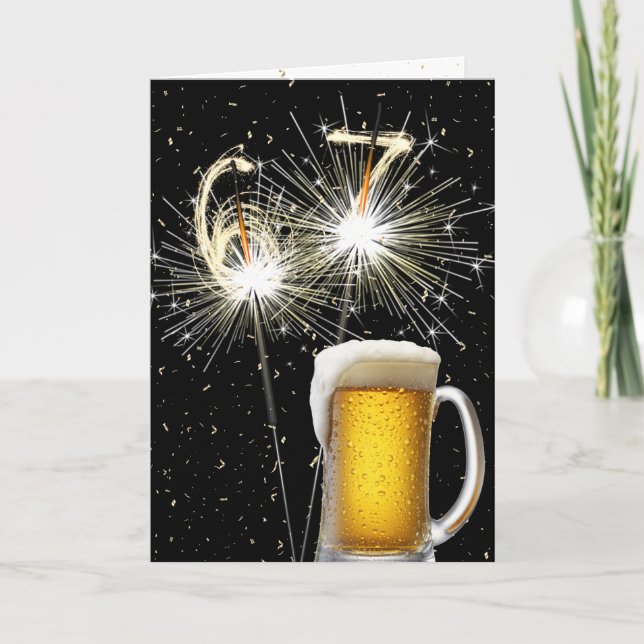 Carte 67e anniversaire Sparklers avec Beer Mug (Devant)
