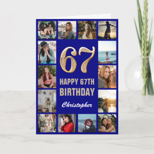 Carte 67e Joyeux Anniversaire Marine Bleu & Gold Photo C