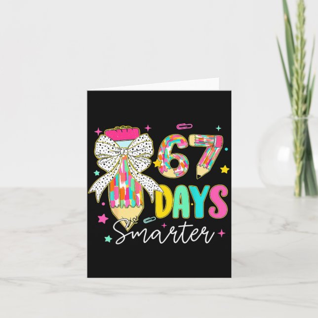 Carte 67th Day Of School 67 Days Smarter Coquette Bow Te (Devant)