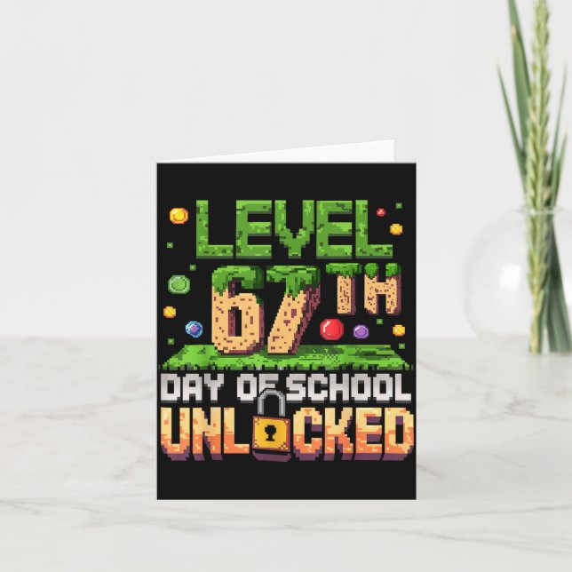 Carte 67th Day Of School Gamer Level Unlocked 100 Days O (Devant)