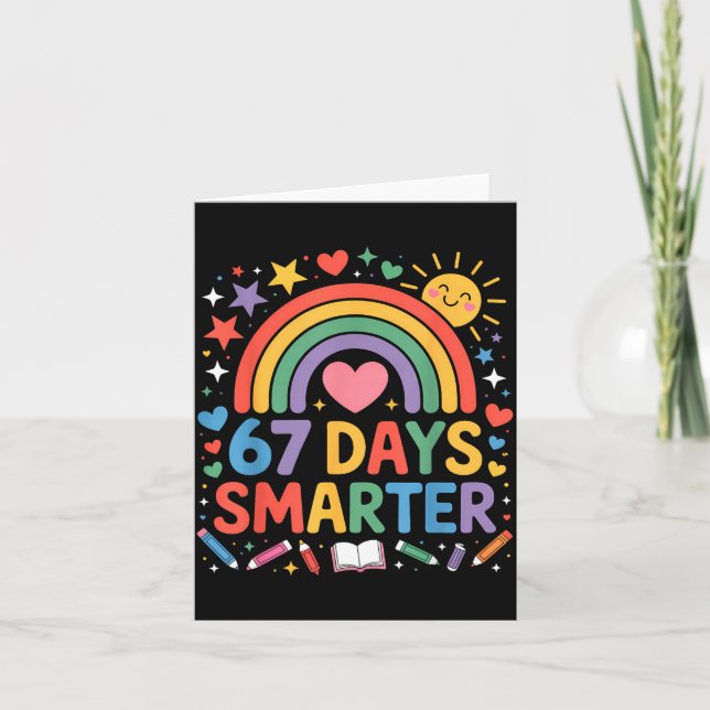 Carte 67th Day Of School Meme 67 Days Smarter Rainbow Ki (Devant)
