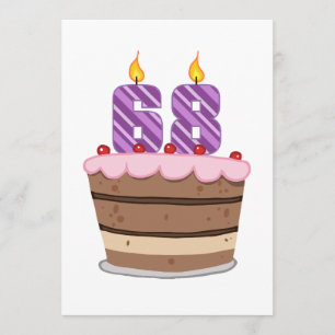 Carte 68 ans sur le gâteau d'anniversaire
