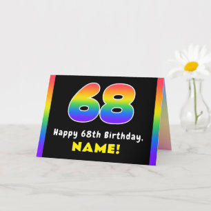 Carte 68e anniversaire : Arc-en-ciel coloré # 68, Nom pe