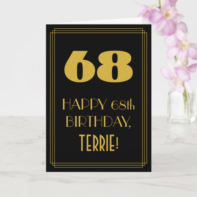 Carte 68e anniversaire - Art Déco Inspiré Look "68" & No (Orchidée)