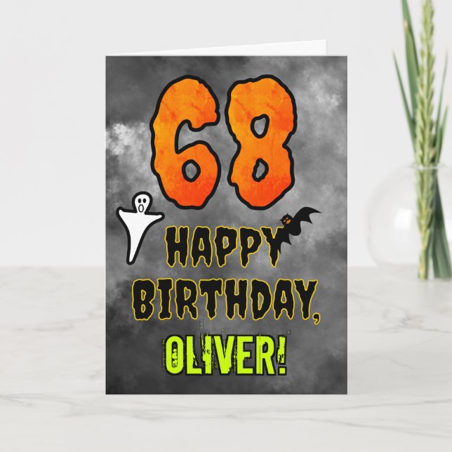 Carte 68e anniversaire : Eerie Halloween Thème + Nom per (Devant)