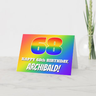 Carte 68e anniversaire : Motif Rainbow multicolore # 68