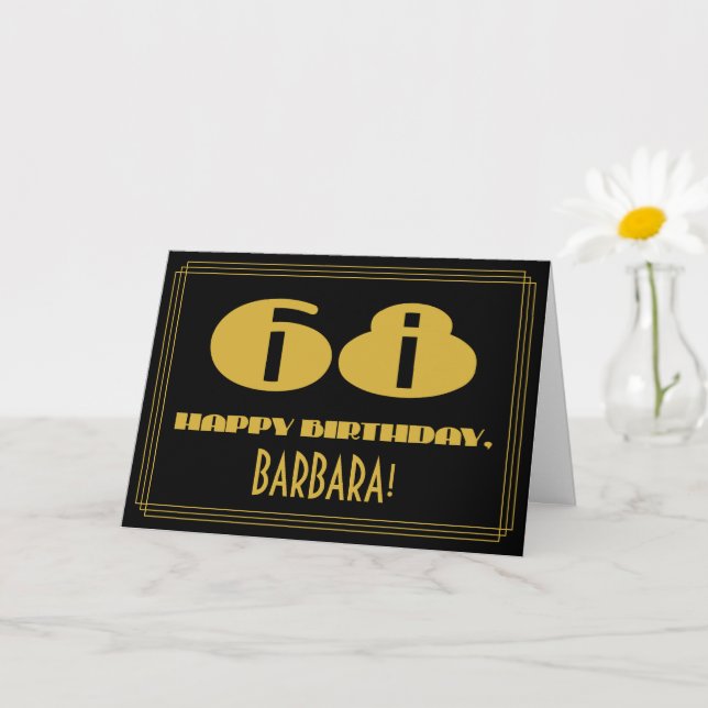 Carte 68e anniversaire : Nom + Art Déco Inspiré Look "68 (Petite plante)