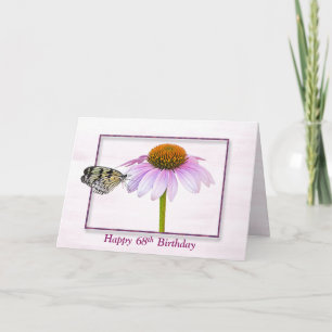 Carte 68e anniversaire papillon sur la fleur de cône