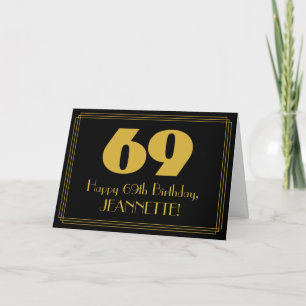 Carte 69e anniversaire : Art Déco Inspiré Look "69" & No