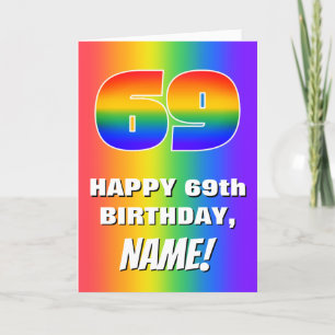 Carte 69e anniversaire : coloré, amusant Motif arc-en-ci