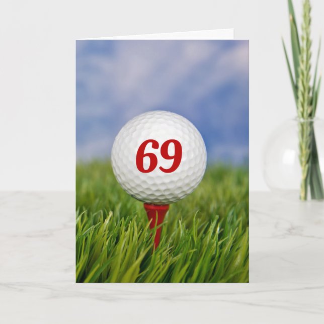 Carte 69e anniversaire Golf Ball on Red Tee (Devant)