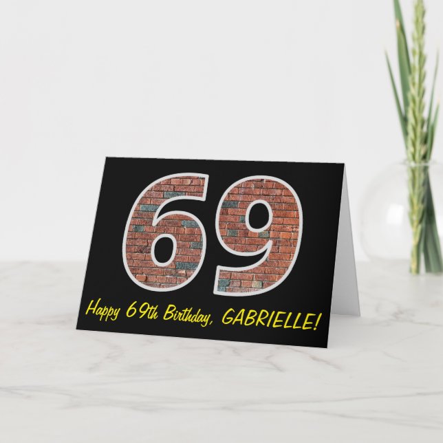 Carte 69e anniversaire - Motif de mur de briques "69" av (Devant)