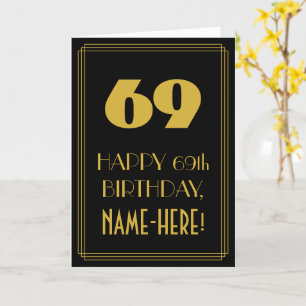 Carte 69th Birthday – Art Deco Inspired Look "69" & Name