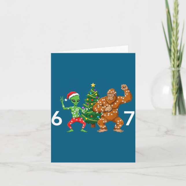 Carte 6 7 Meme Christmas Alien Sasquatch Six Seven Fun  (Devant)