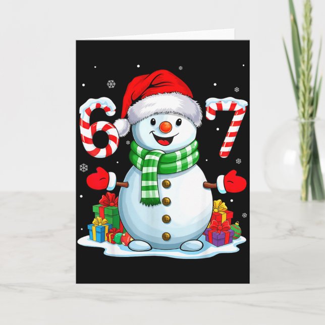Carte 6 7 Meme Christmas Funny Snowman Six Seven 67 Men  (Devant)