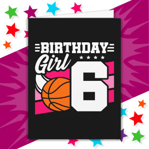 Carte 6 ans Basketball Party 6e anniversaire fille