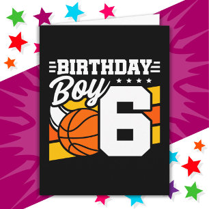 Carte 6 ans Basketball Party Thème 6e anniversaire garço