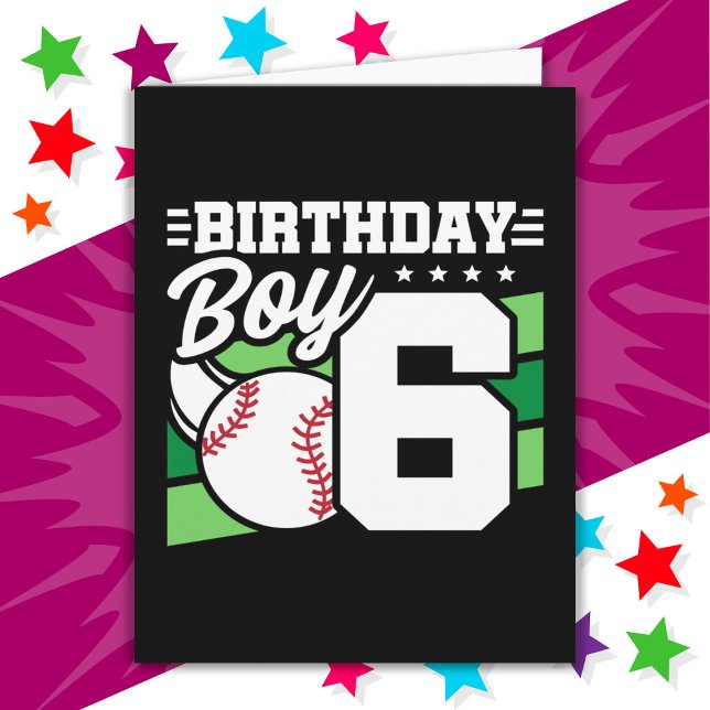 Carte 6 Ans Fête de Baseball Thème 6ème anniversaire Gar (Créateur téléchargé)