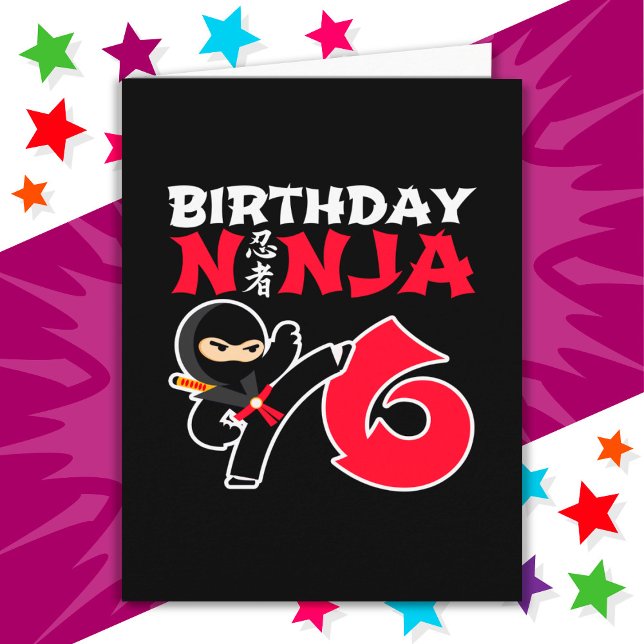Carte 6 ans Karate Ninja Party Enfants 6e anniversaire (Créateur téléchargé)