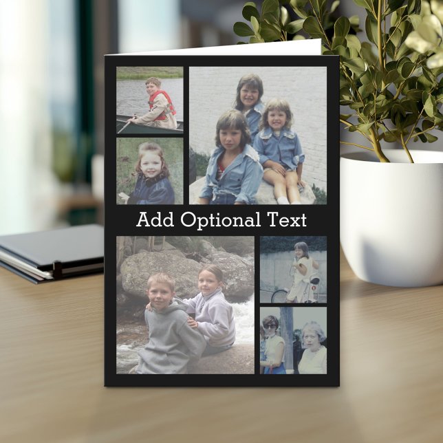 Carte 6 Collage de photos Texte facultatif — CAN Edit Co (Custom Greeting Card with Photo)