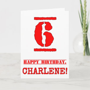 Carte 6e anniversaire : Amusant, Timbre en caoutchouc ro
