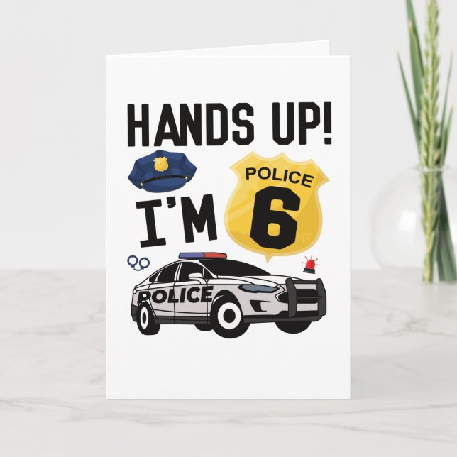 Carte 6e anniversaire Cadeau policier 6 ans Garçon (Devant)