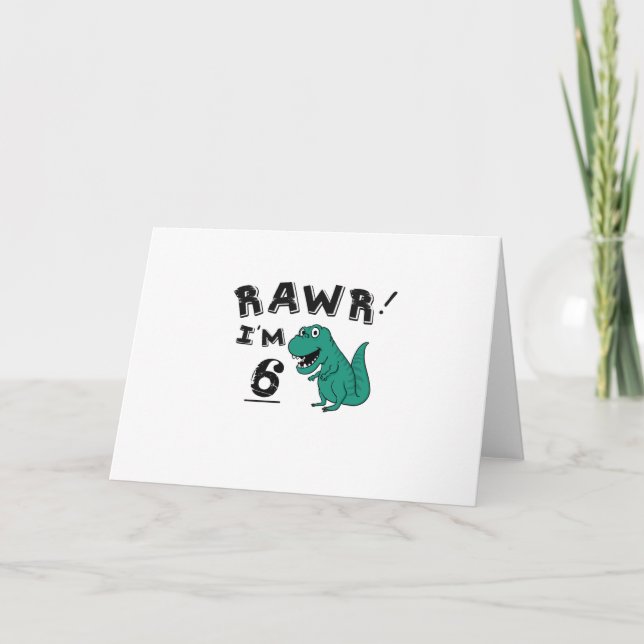 Carte 6e anniversaire Dinosaur cadeau pour enfants de 6  (Devant)
