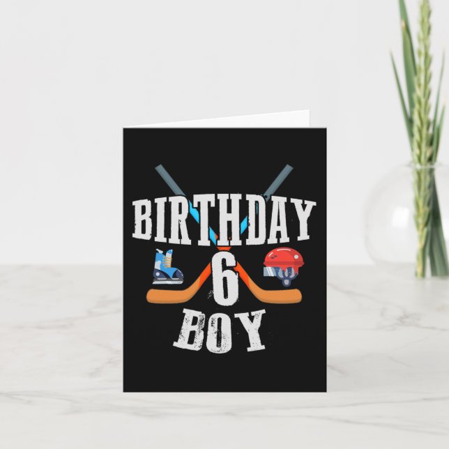 Carte 6e anniversaire Garçon Hockey sur glace 6 ans Anni (Devant)