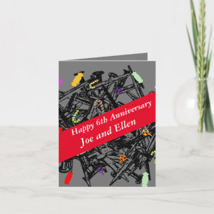 Carte 6e anniversaire Mariage, ongles et bonbons,