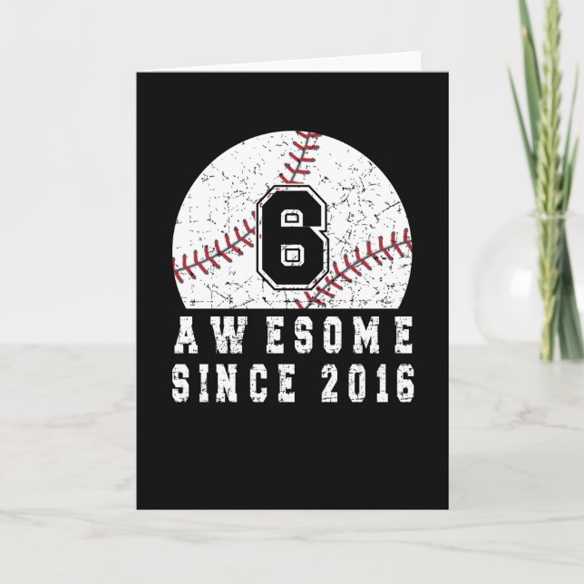 Carte 6e Anniversaire Né En 2016 Baseball Boy 6 An (Devant)