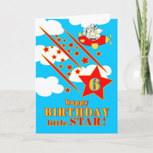 Carte 6e anniversaire Petite Étoile Animaux Mignons dans