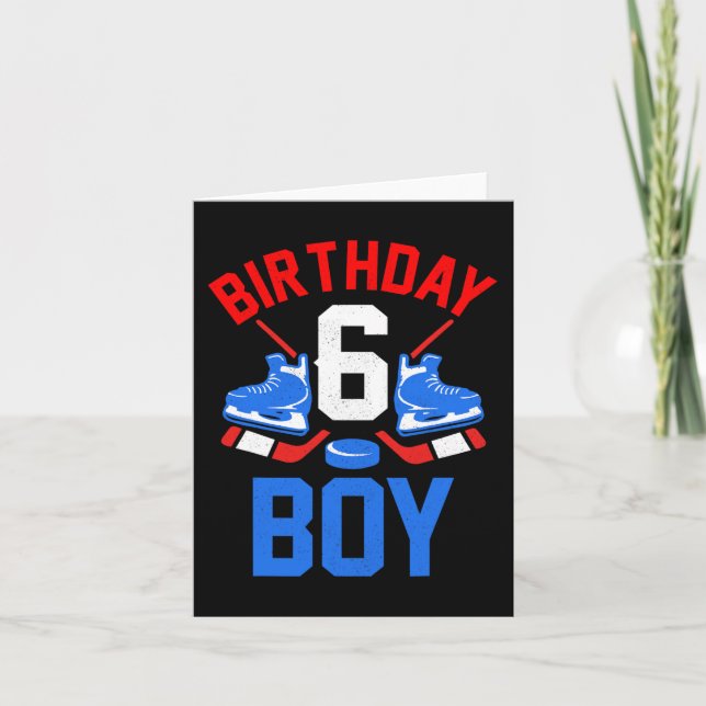 Carte 6e anniversaire pour filles garçons 6 ans de hocke (Devant)